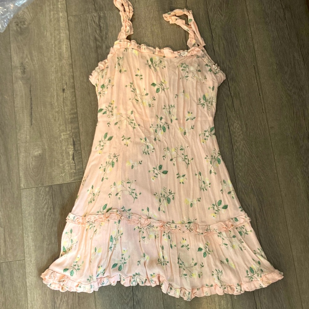 Forever 21 pink floral baby doll dress with ruffles